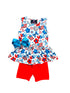 Girls Patriotic Party Biker Shorts Set with Matching Bow - Bowtism